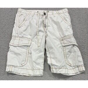 True Religion Shorts Mens 34 White Cargo Drawstring 11 Relaxed Fit VTG Y2K